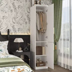 Armoire blanche Hitow, combinaison penderie, style moderne minimaliste, lignes embossées