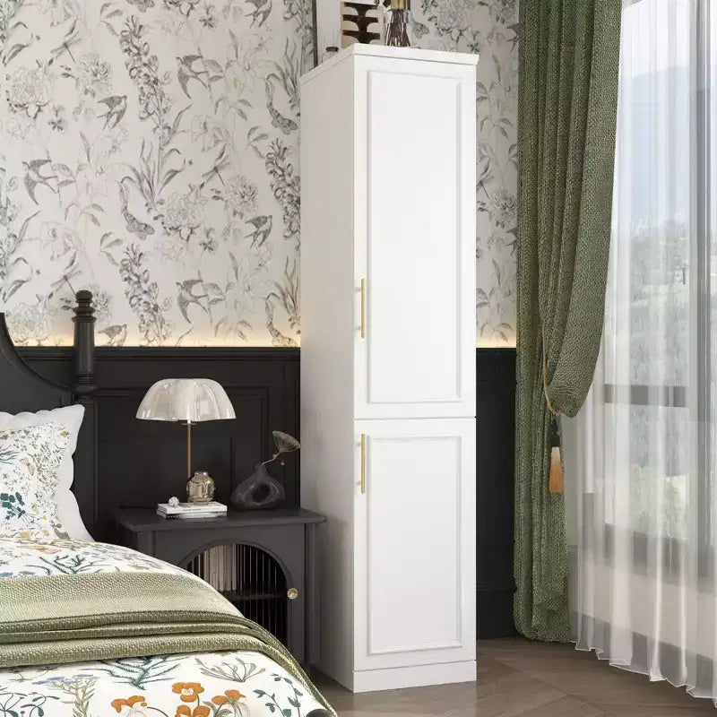 Armoire blanche Hitow, combinaison penderie, style moderne minimaliste, lignes embossées