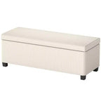 Banc de rangement HOMCOM 112 cm, ottoman de bout de lit en velours côtelé avec couvercle, pieds, coffre de rangement pour salon, chambre, entrée, beige