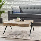 Table basse 28W Table de salon Table d'appoint, Bois de manguier, Design industriel moderne - Merax