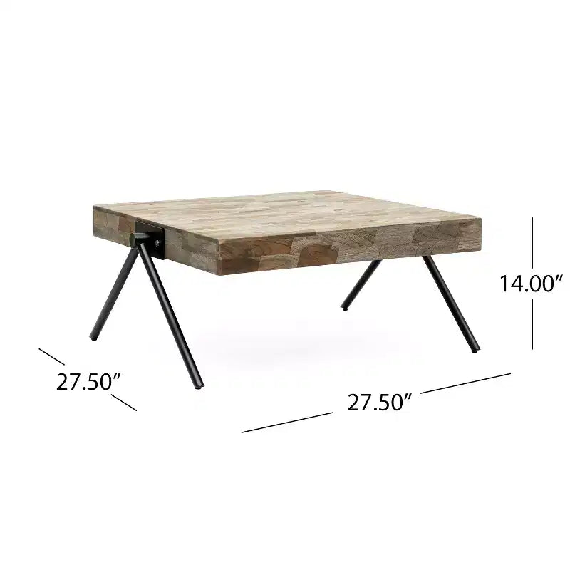 Table basse 28W Table de salon Table d'appoint, Bois de manguier, Design industriel moderne - Merax