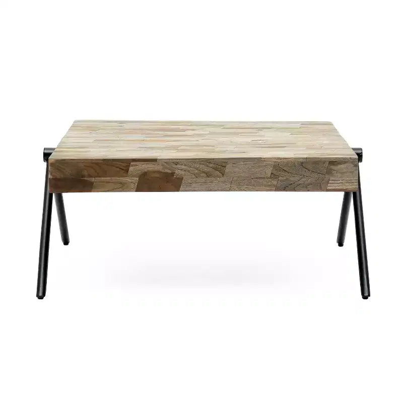 Table basse 28W Table de salon Table d'appoint, Bois de manguier, Design industriel moderne - Merax