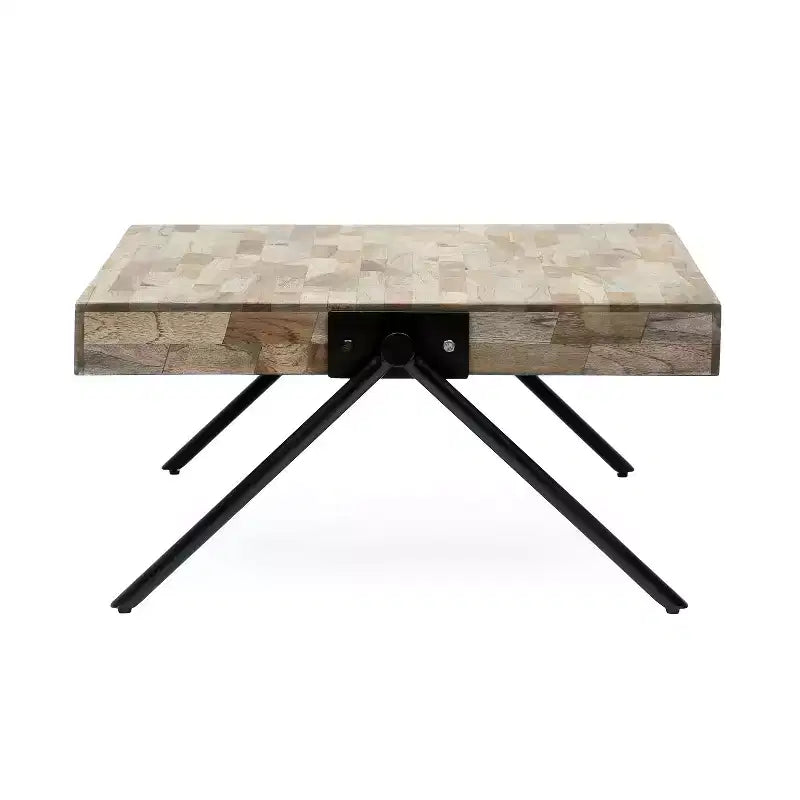Table basse 28W Table de salon Table d'appoint, Bois de manguier, Design industriel moderne - Merax