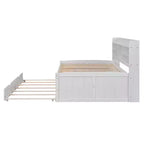 Lit Capitaine en Bois, Taille Jumeau/Double avec Étagères Intégrées, Trois Tiroirs de Rangement et Lit Gigogne - ModernLuxe