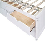 Lit Capitaine en Bois, Taille Jumeau/Double avec Étagères Intégrées, Trois Tiroirs de Rangement et Lit Gigogne - ModernLuxe