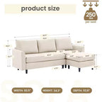 Canapé d'angle Hyleory en tissu respirant doux au design chaleureux et épuré