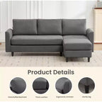 Canapé d'angle Hyleory en tissu respirant doux au design chaleureux et épuré