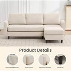 Canapé d'angle Hyleory en tissu respirant doux au design chaleureux et épuré