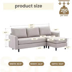 Canapé d'angle Hyleory en tissu respirant doux au design chaleureux et épuré