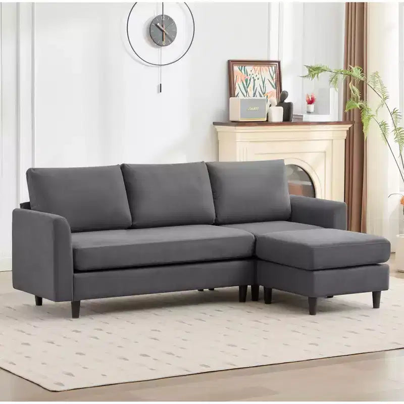 Canapé d'angle Hyleory en tissu respirant doux au design chaleureux et épuré