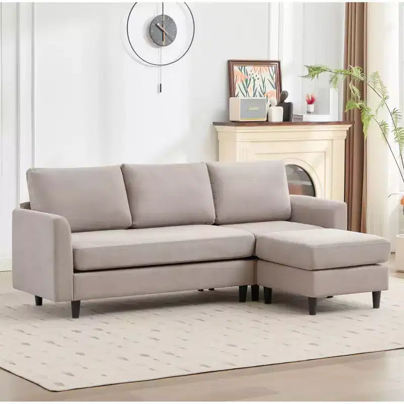 Canapé d'angle Hyleory en tissu respirant doux au design chaleureux et épuré