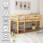 Lit mezzanine double Whisen Modern Design en bois avec échelle, une belle pièce pour la chambre à coucher