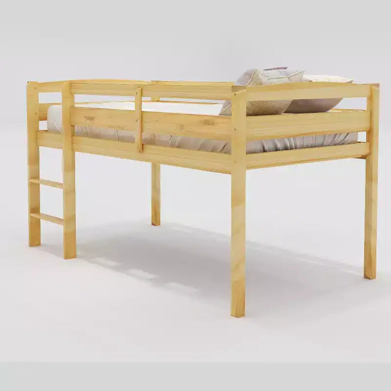Lit mezzanine double Whisen Modern Design en bois avec échelle, une belle pièce pour la chambre à coucher