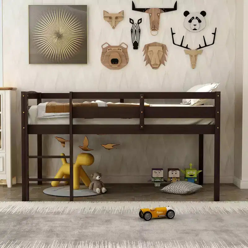 Lit mezzanine double Whisen Modern Design en bois avec échelle, une belle pièce pour la chambre à coucher