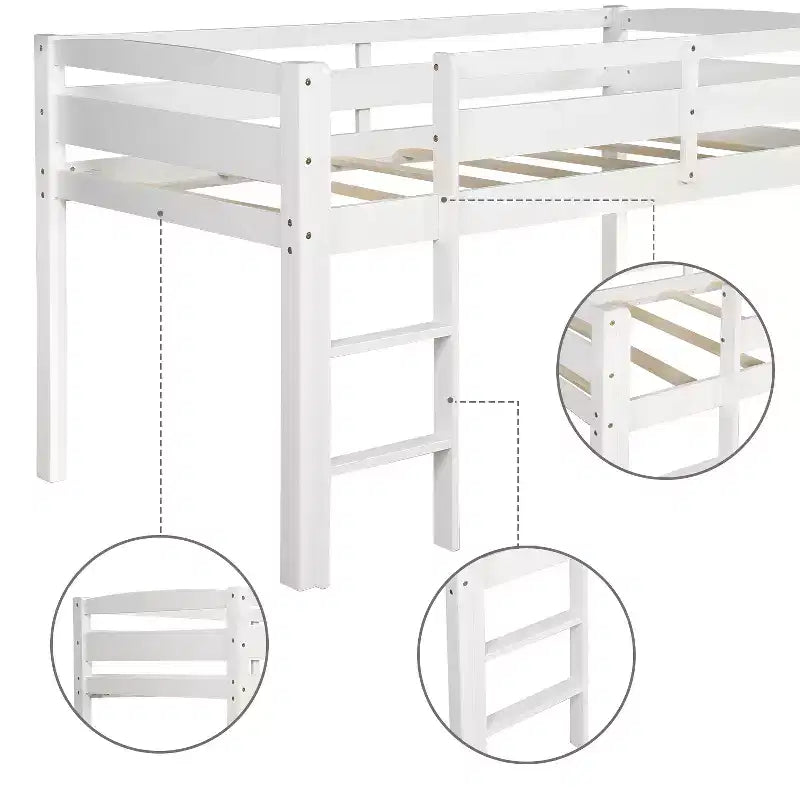 Lit mezzanine double Whisen Modern Design en bois avec échelle, une belle pièce pour la chambre à coucher