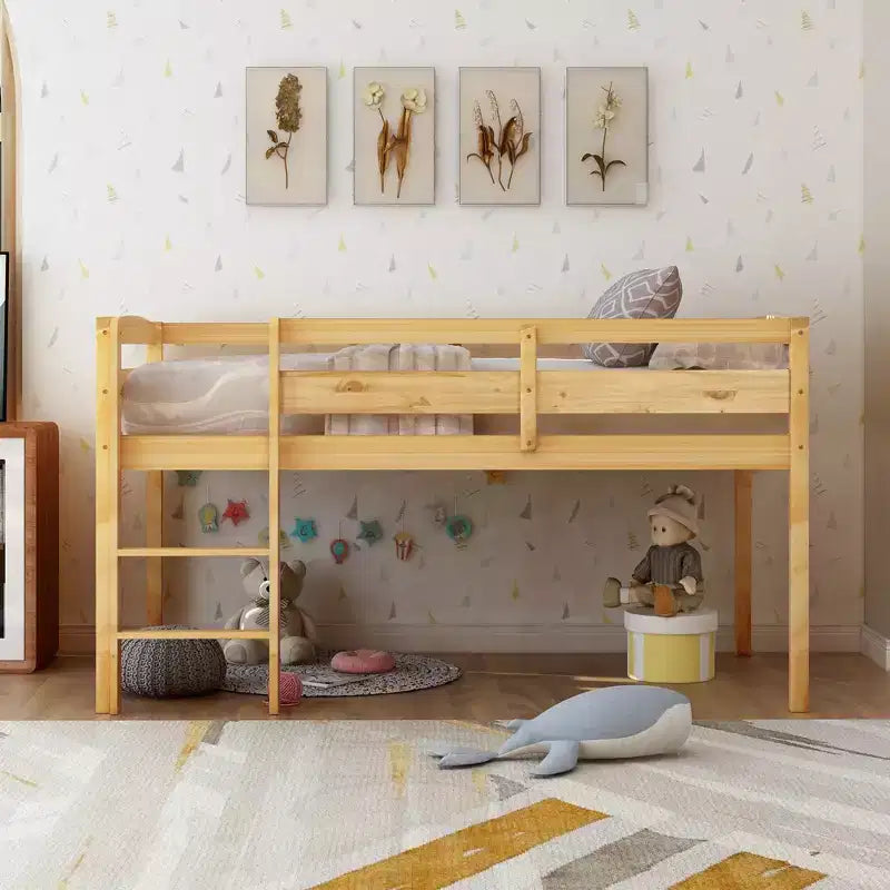 Lit mezzanine double Whisen Modern Design en bois avec échelle, une belle pièce pour la chambre à coucher
