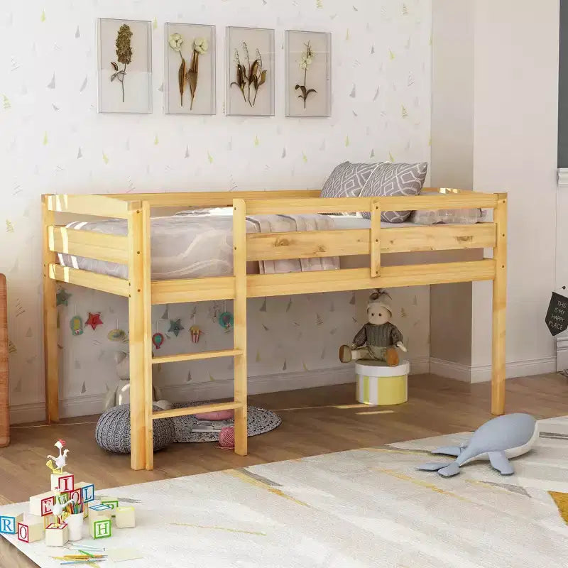 Lit mezzanine double Whisen Modern Design en bois avec échelle, une belle pièce pour la chambre à coucher