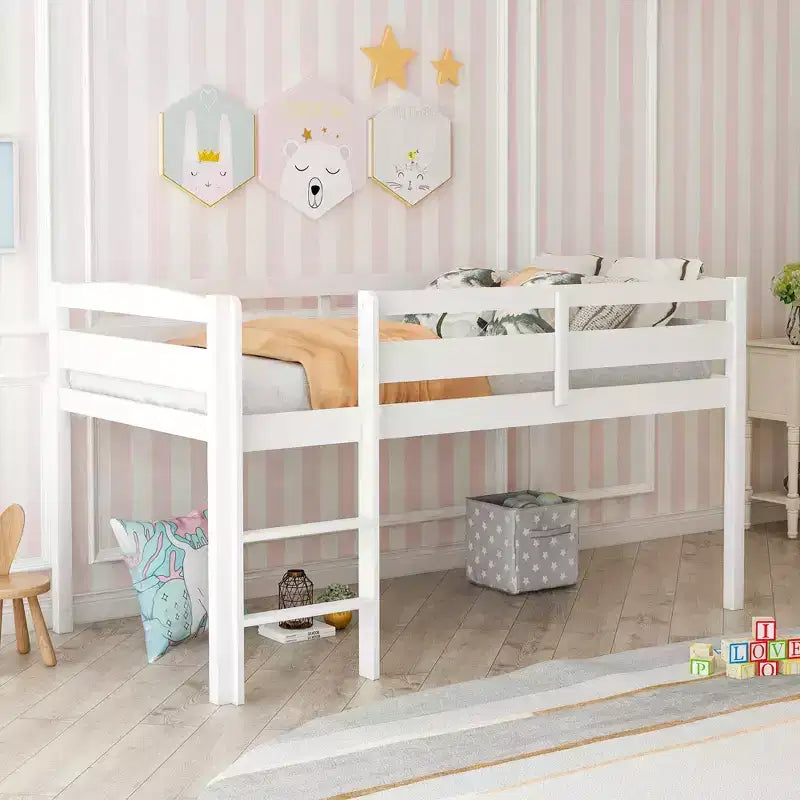 Lit mezzanine double Whisen Modern Design en bois avec échelle, une belle pièce pour la chambre à coucher