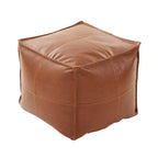 Saro Lifestyle Vintage Inspired Faux Leather Patchwork Pouf, 18x18x16, Brown