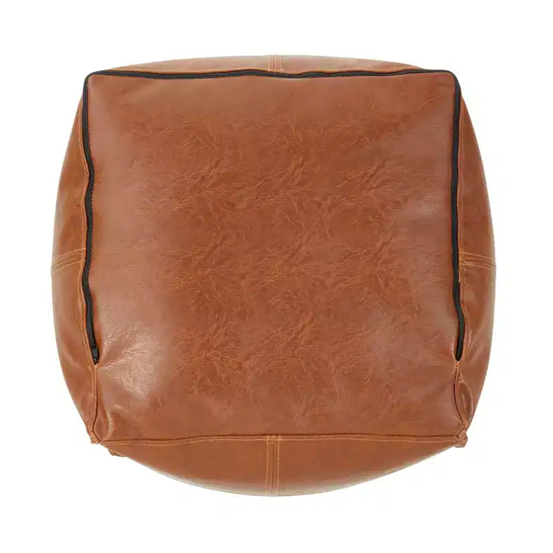Pouf Saro Lifestyle en similicuir à patchwork d'inspiration vintage, 18x18x16, marron