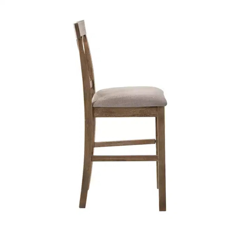 Simple Relax Lot de 2 chaises de comptoir en lin rembourrées couleur sable et chêne vieilli