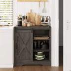 Meuble de bar à café Heynemo Farmhouse avec rangement, buffet de salle à manger avec porte coulissante, pour salle à manger, salon, cuisine