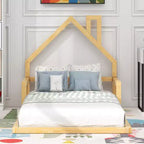 Lit en bois Whisen Modern Design avec tête de lit en forme de maison