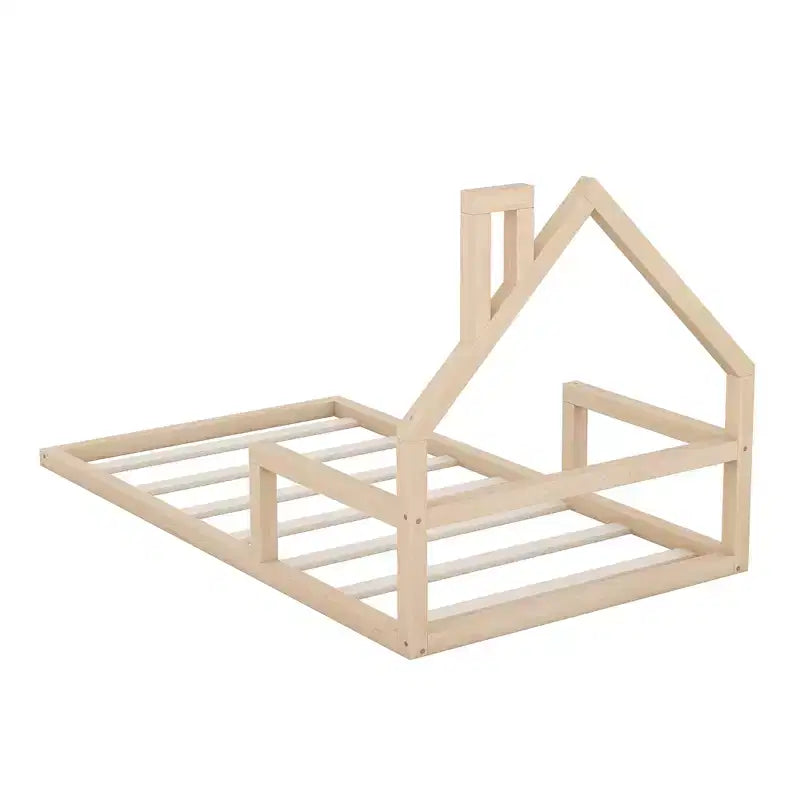 Lit en bois Whisen Modern Design avec tête de lit en forme de maison