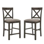 Simple Relax Set of 2 Linen Counter Height Chairs in Tan and Weathered Gray