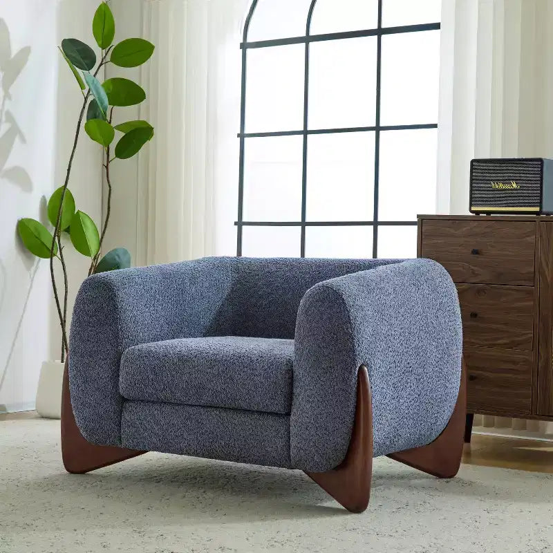 Fauteuil club Christopher Knight Home Raymond en bouclé et bois de bouleau
