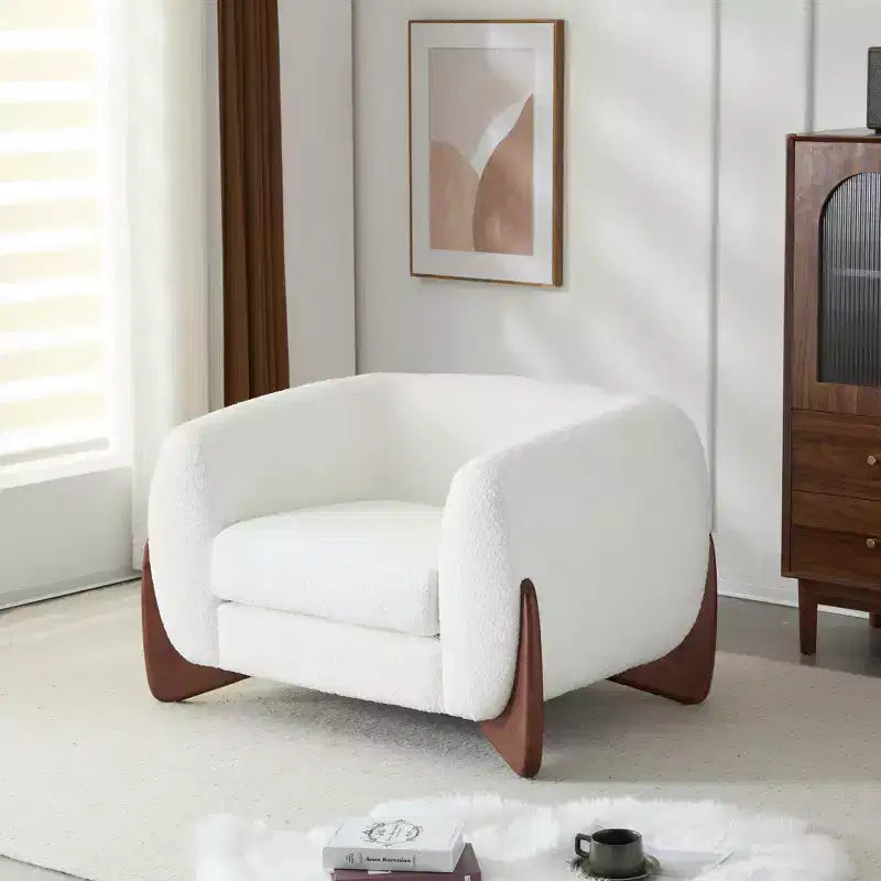 Fauteuil club Christopher Knight Home Raymond en bouclé et bois de bouleau