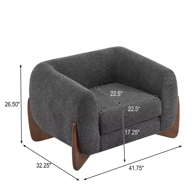 Fauteuil club Christopher Knight Home Raymond en bouclé et bois de bouleau