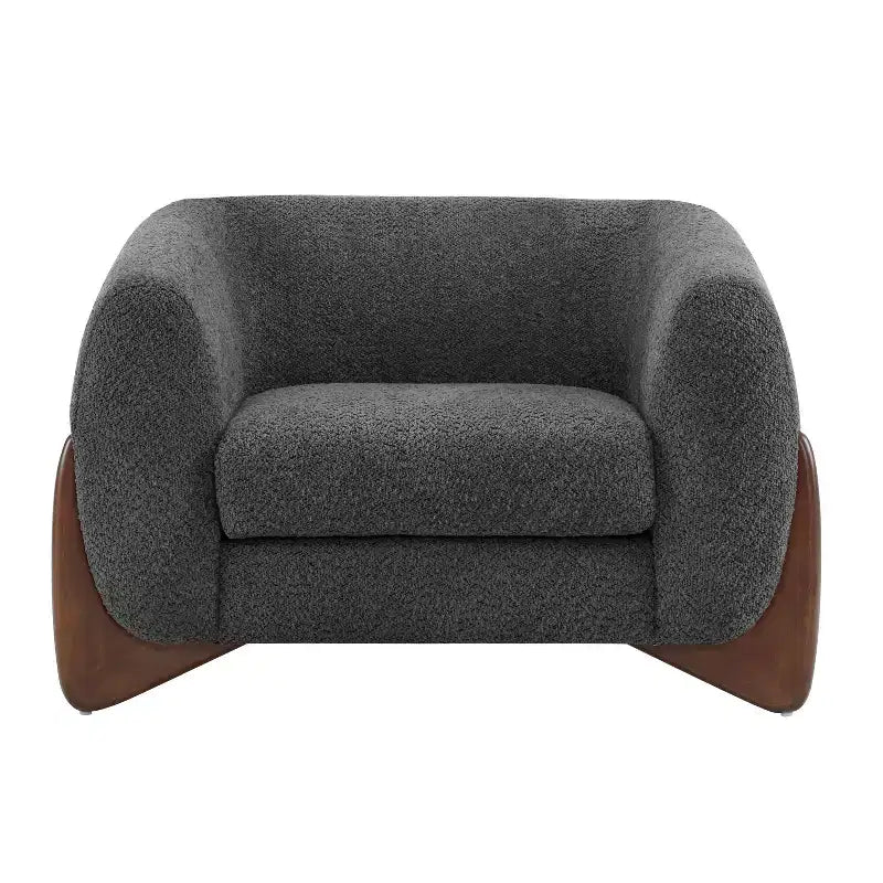 Fauteuil club Christopher Knight Home Raymond en bouclé et bois de bouleau