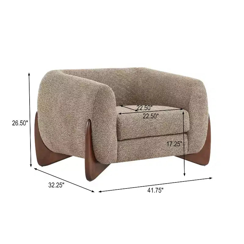 Fauteuil club Christopher Knight Home Raymond en bouclé et bois de bouleau