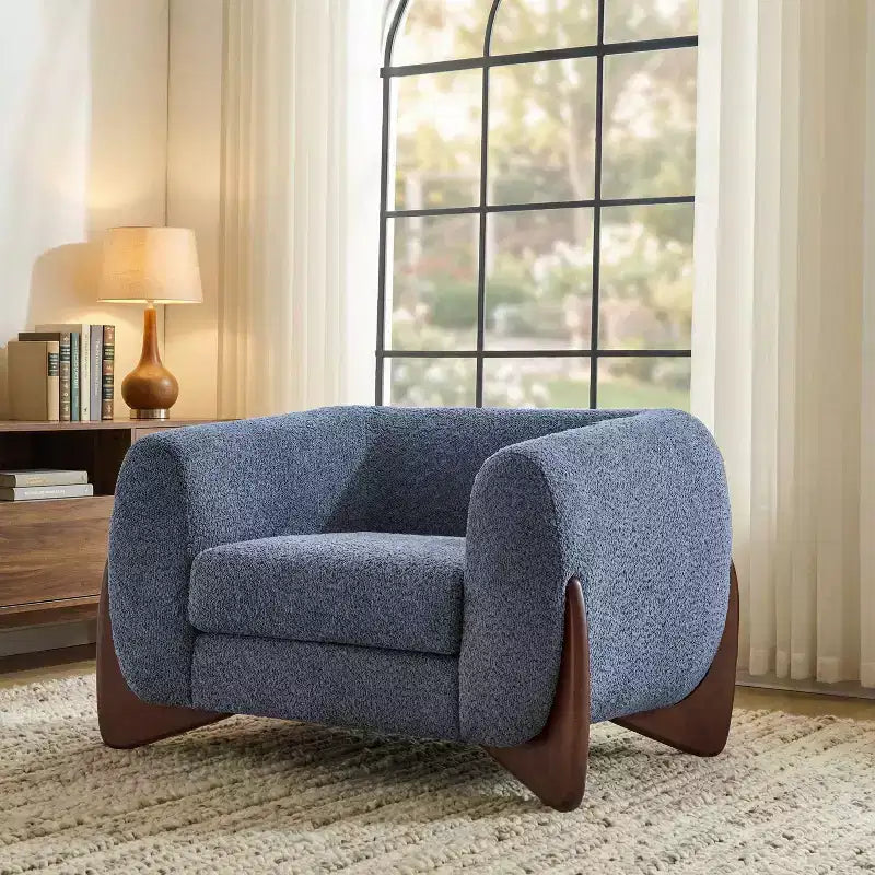 Fauteuil club Christopher Knight Home Raymond en bouclé et bois de bouleau
