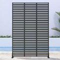 Triple-Width Black Galvanized Steel Louvered Screen | 183H x 120W x 40D cm