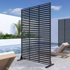 Écran persienné en acier galvanisé noir triple largeur | 183H x 120L x 40P cm