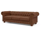 Élégant canapé Chesterfield en cuir technique, canapé 3 places/2 places/1 place capitonné avec garniture cloutée et accoudoirs arrondis ModernLuxe