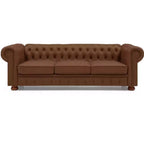Élégant canapé Chesterfield en cuir technique, canapé 3 places/2 places/1 place capitonné avec garniture cloutée et accoudoirs arrondis ModernLuxe
