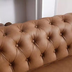 Élégant canapé Chesterfield en cuir technique, canapé 3 places/2 places/1 place capitonné avec garniture cloutée et accoudoirs arrondis ModernLuxe