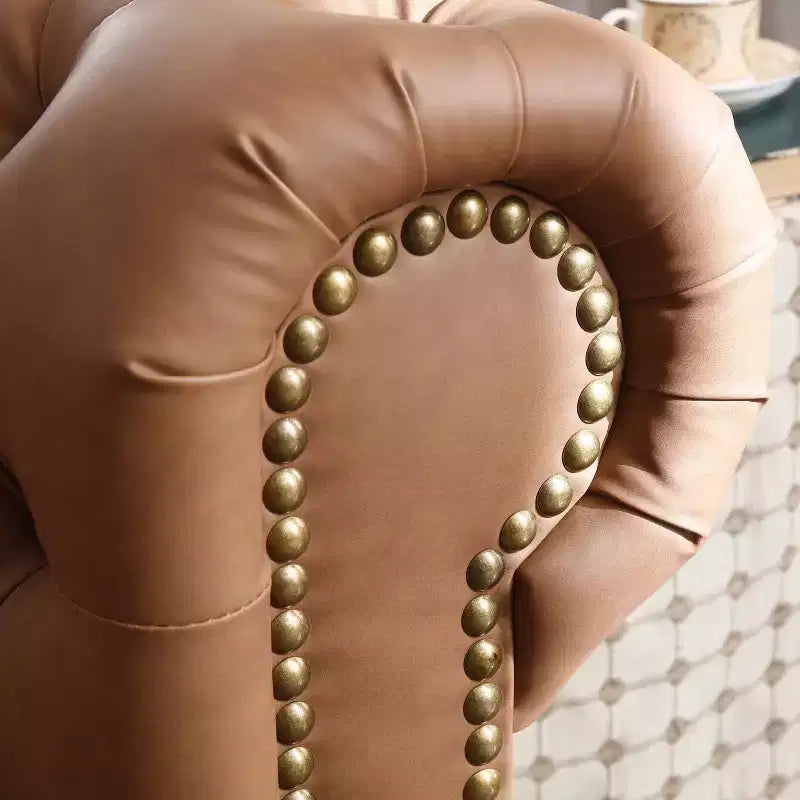 Élégant canapé Chesterfield en cuir technique, canapé 3 places/2 places/1 place capitonné avec garniture cloutée et accoudoirs arrondis ModernLuxe