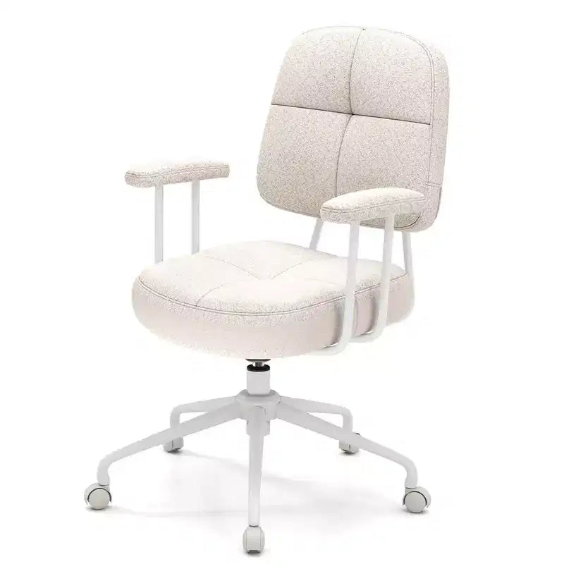 Chaise de bureau Costway en cuir synthétique avec dossier et accoudoirs rembourrés Marron/Beige