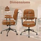 Chaise de bureau Costway en cuir synthétique avec dossier et accoudoirs rembourrés Marron/Beige