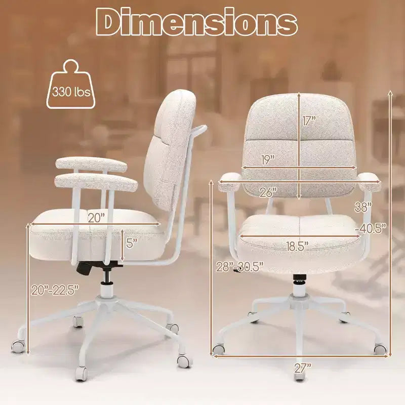 Chaise de bureau Costway en cuir synthétique avec dossier et accoudoirs rembourrés Marron/Beige