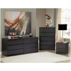 HomeStock Commode verticale en panneaux de particules avec 5 tiroirs, 13,79 cm de hauteur, finition noire
