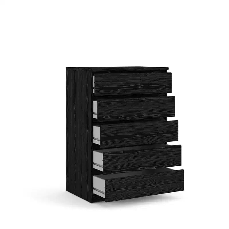 HomeStock Commode verticale en panneaux de particules avec 5 tiroirs, 13,79 cm de hauteur, finition noire