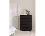 HomeStock Commode verticale en panneaux de particules avec 5 tiroirs, 13,79 cm de hauteur, finition noire