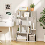 Costway Étagère géométrique à dos ouvert 47 pouces, bibliothèque à 6 cubes avec kit anti-basculement, naturelle/blanche