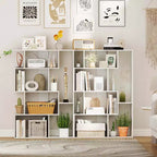 Costway Étagère géométrique à dos ouvert 47 pouces, bibliothèque à 6 cubes avec kit anti-basculement, naturelle/blanche
