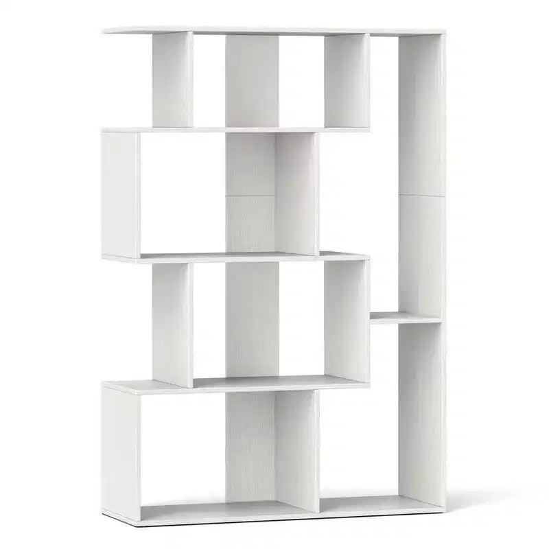 Costway Étagère géométrique à dos ouvert 47 pouces, bibliothèque à 6 cubes avec kit anti-basculement, naturelle/blanche